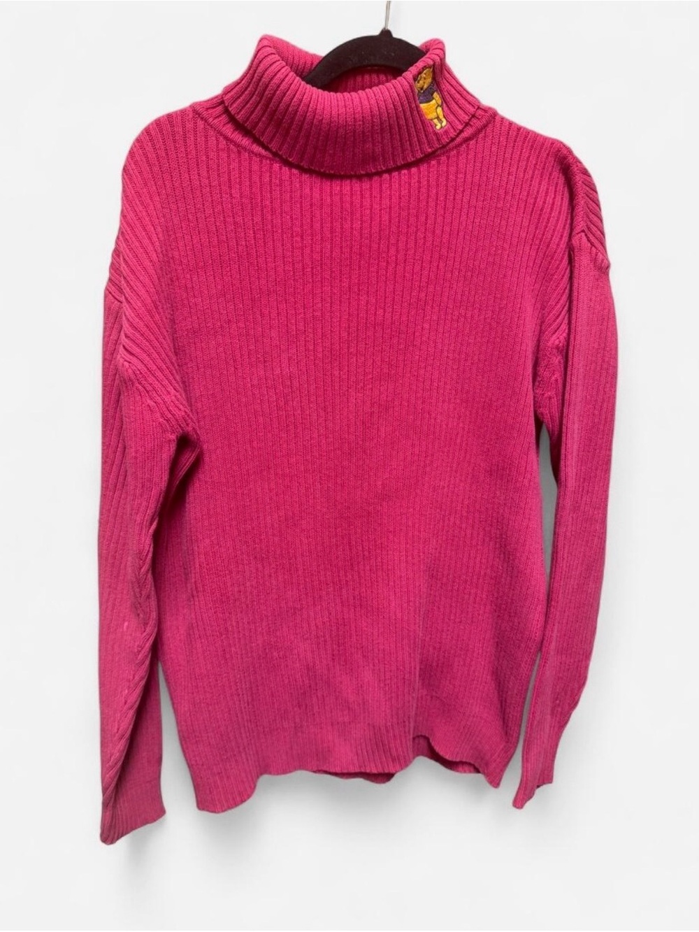 Walt Disney World Raspberry Cotton Turtle Neck with Winnie The Pooh Decal